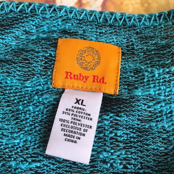 Ruby Rd. Well Traveled Pullover Blue Black Knit XL - Picture 4 of 5